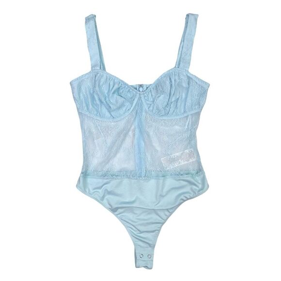 Danielle Bernstein Blue Lace Bodysuit - Size 4 - Picture 1 of 4